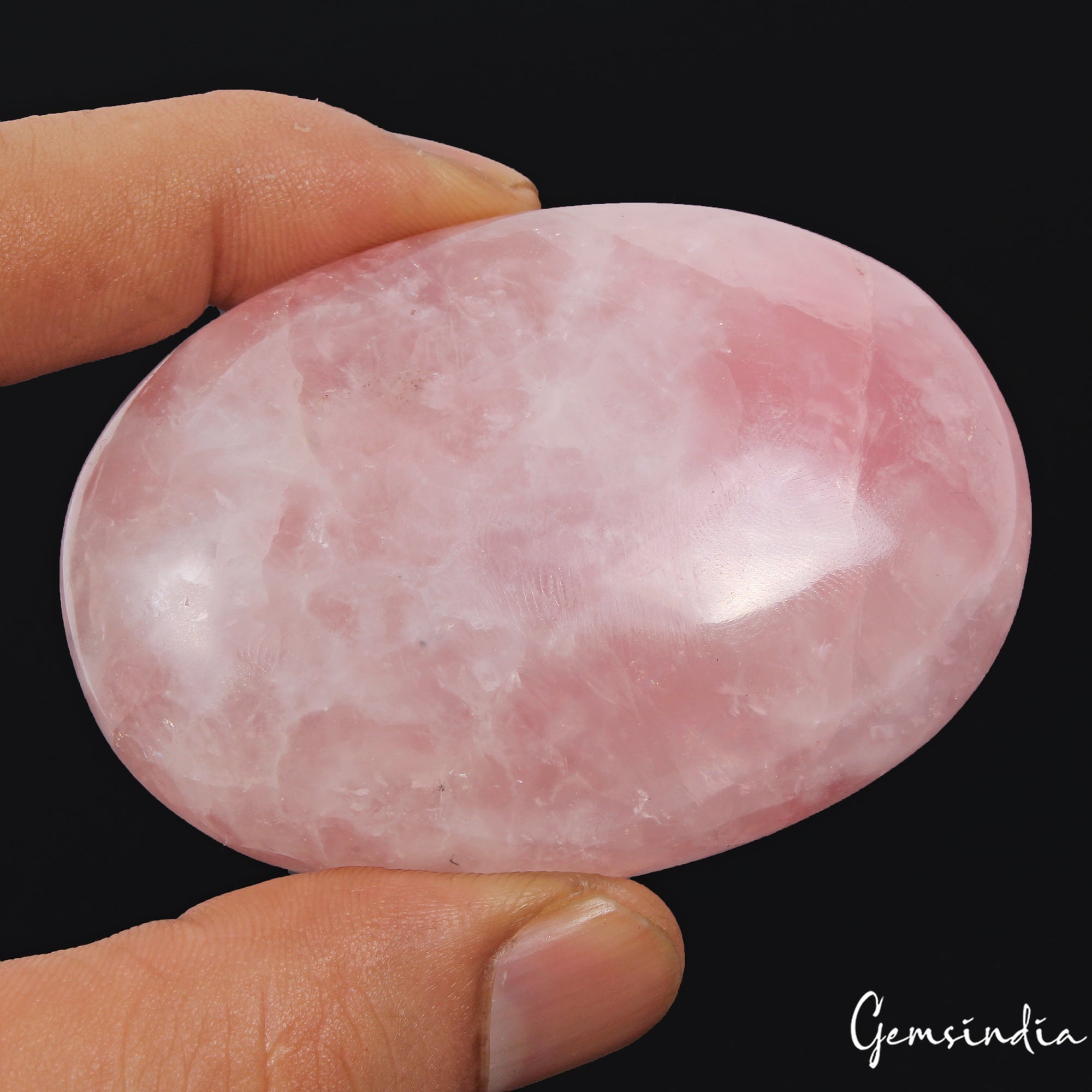 670 Ct Natural Rose Quartz Crystal Polished Palm Stone Decor Reiki Healing Gem