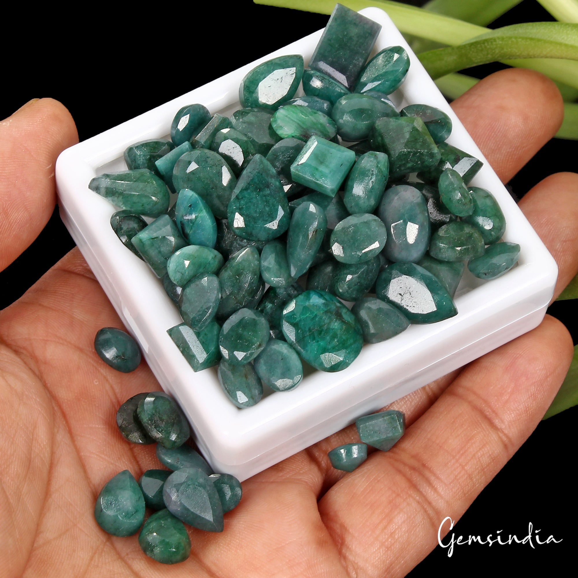 230 Ct/75 Pcs Natural Brazilian Dark Green Emerald Mix Cut Loose Gem For Jewelry