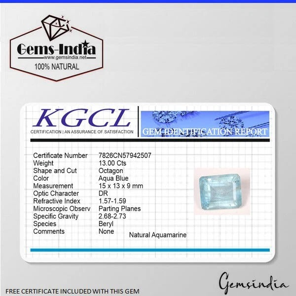 Aquamarine Loose Gemstone, Blue — 15 x 13 x 9mm, 13.00 Ct, Brazil
