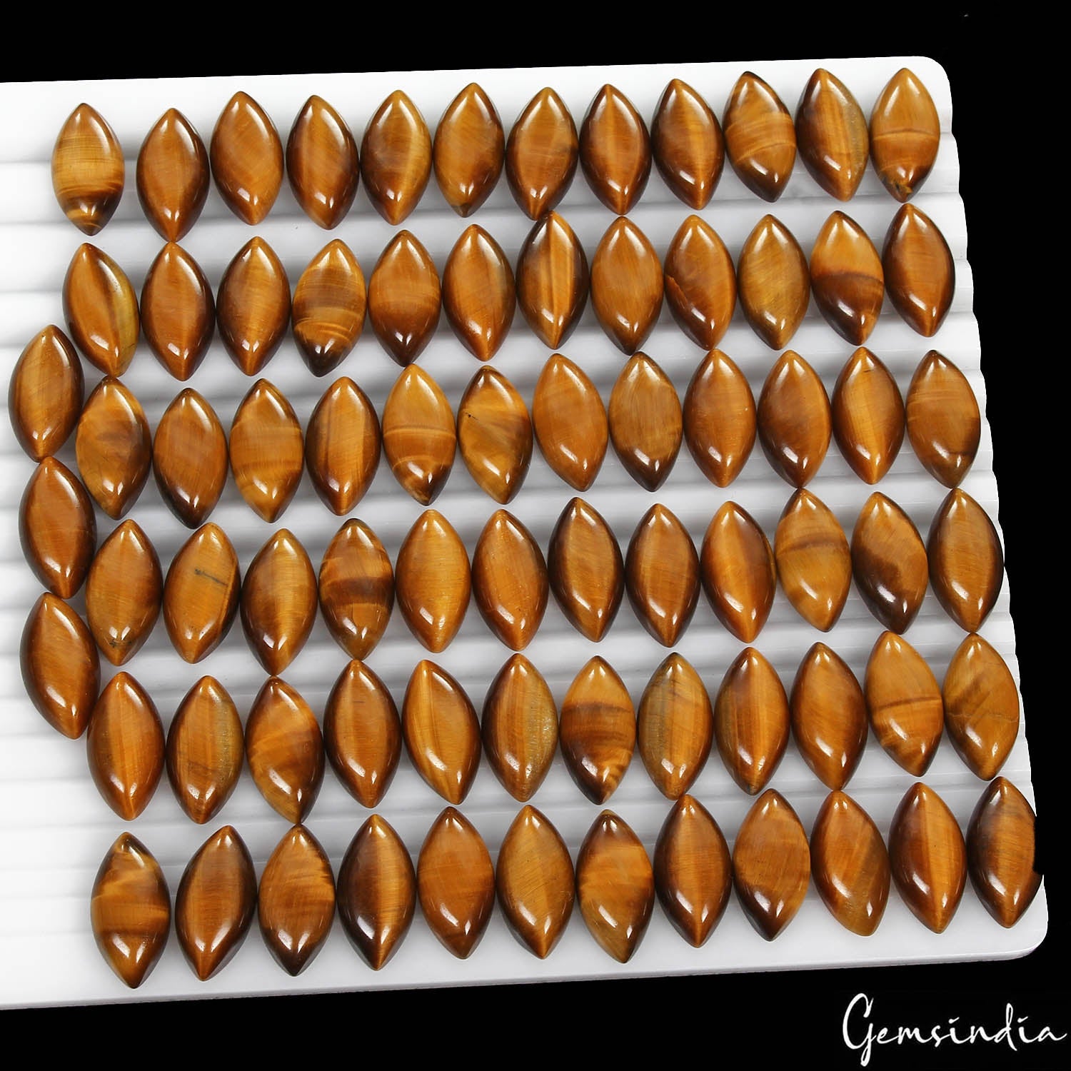 630 Ct/75 Pcs Natural Untreated Brown Tiger Eye Oval Calibrated 19x10mm Gems Lot