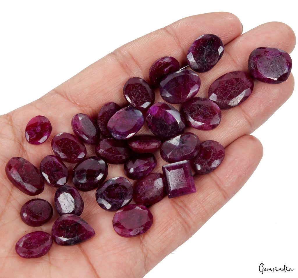 200 Ct Natural Dark Pink Beryl Mix Faceted Loose Wholesale Gemstone Lot 29 Pcs