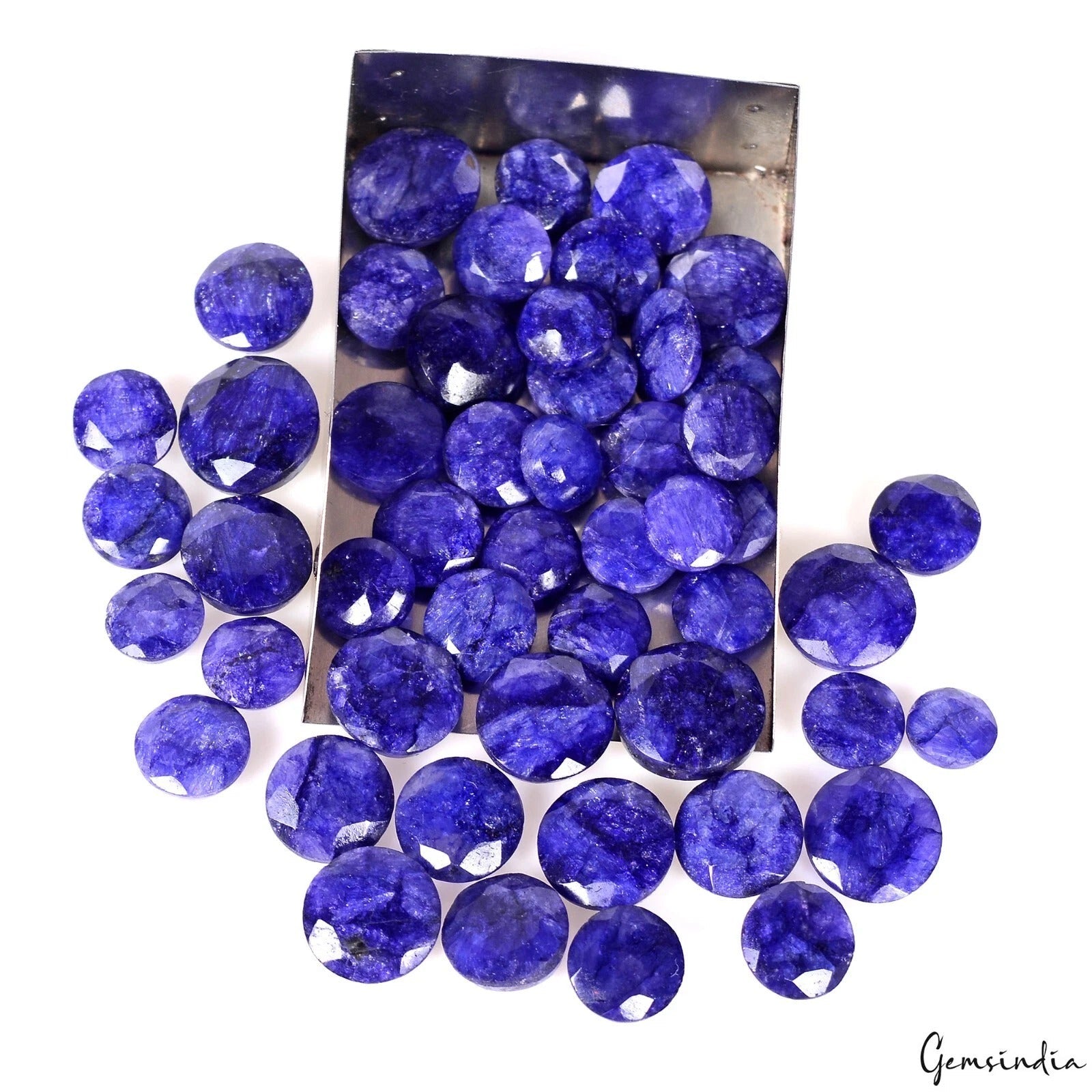 200 Ct/50 Pcs Natural Royal Blue USA Beryl Round Cut Loose Gems Lot for Jewelry