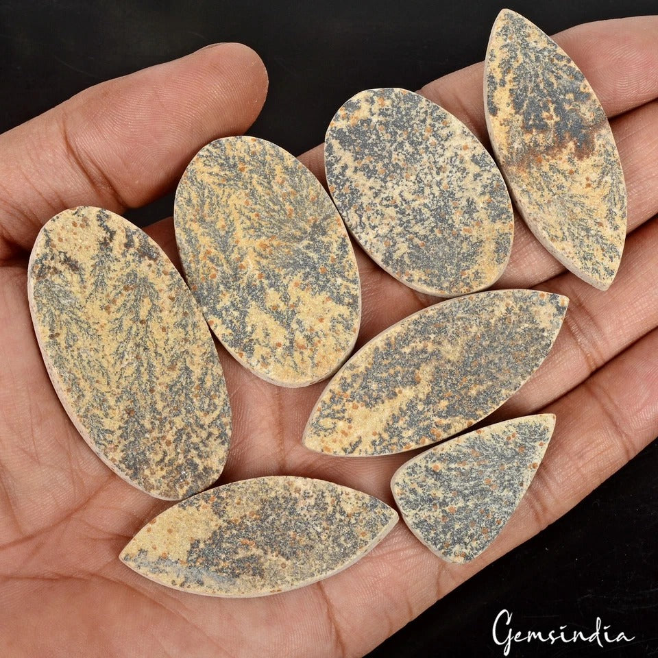 7 Pcs Natural Psilomelane Dendrite Collectible Druzy Crystal Loose Gemstones Lot