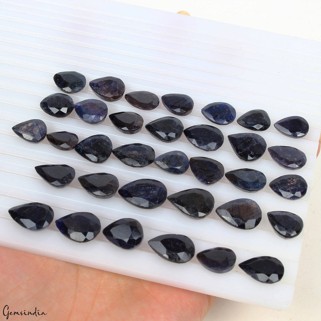 300 Ct/34 Pcs Natural Blue Sapphire Pear Cut Loose Gemstones Lot For Jewelry