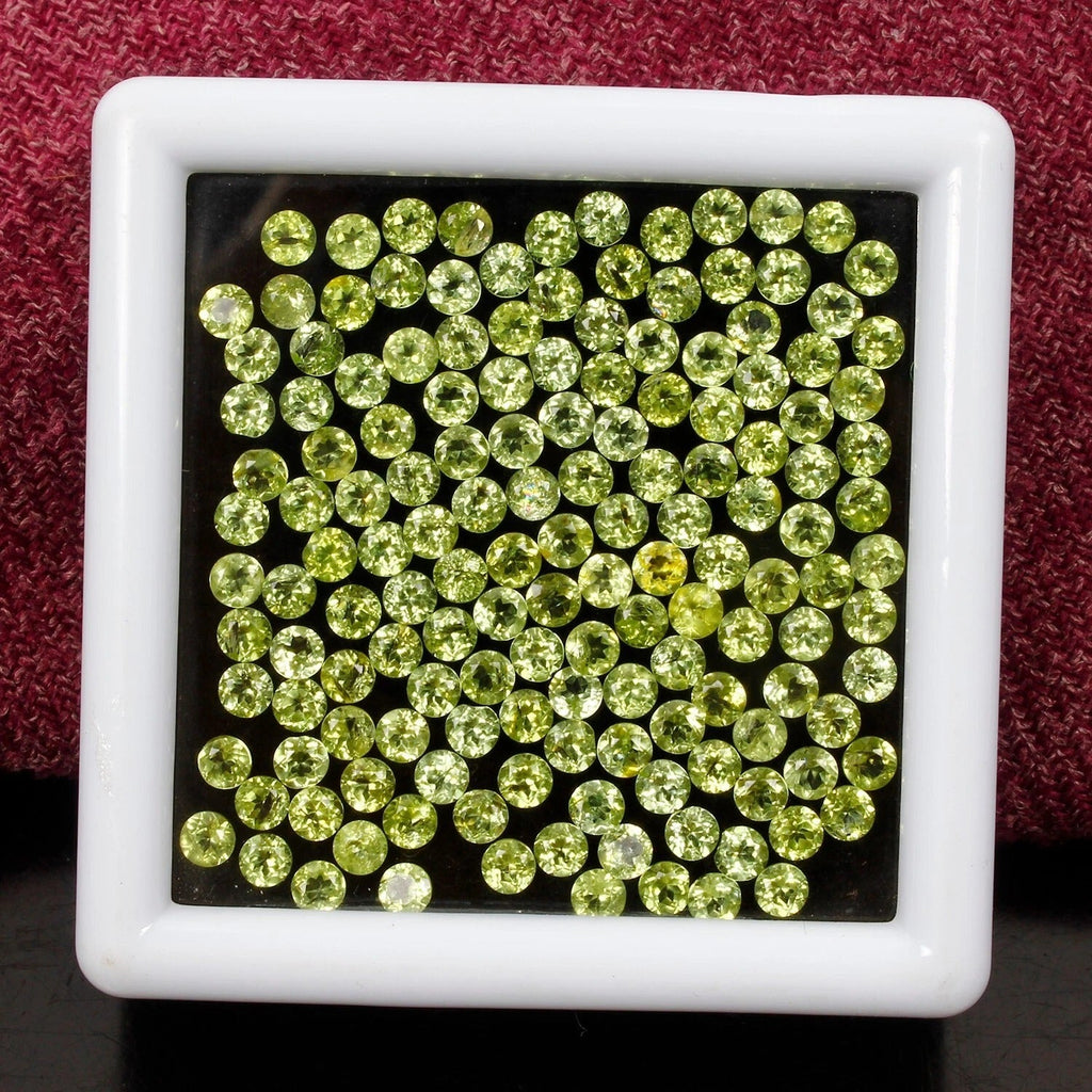 150 Pcs Natural Peridot 3mm Round Cut Loose Untreated Gemstones Wholesale Lot