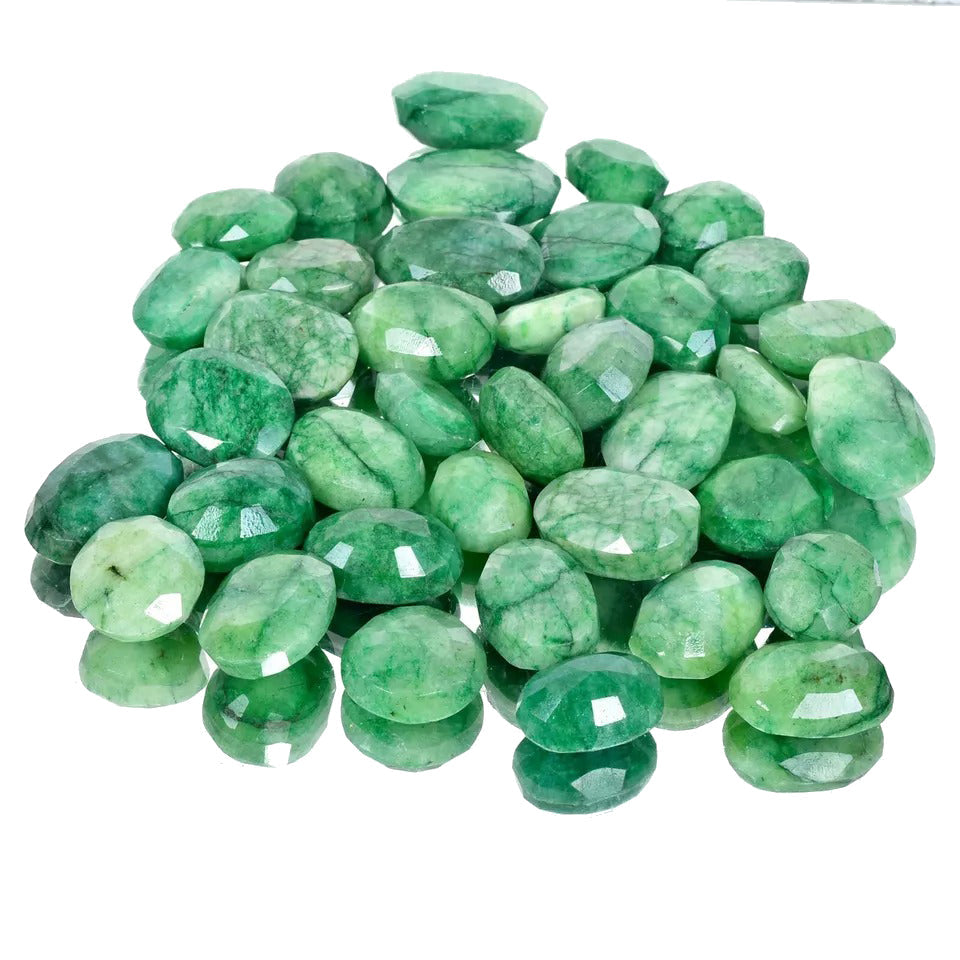1500 Ct/38 Pcs Natural Brazilian Green Emerald Oval Cut Loose Wholesale Gems Lot