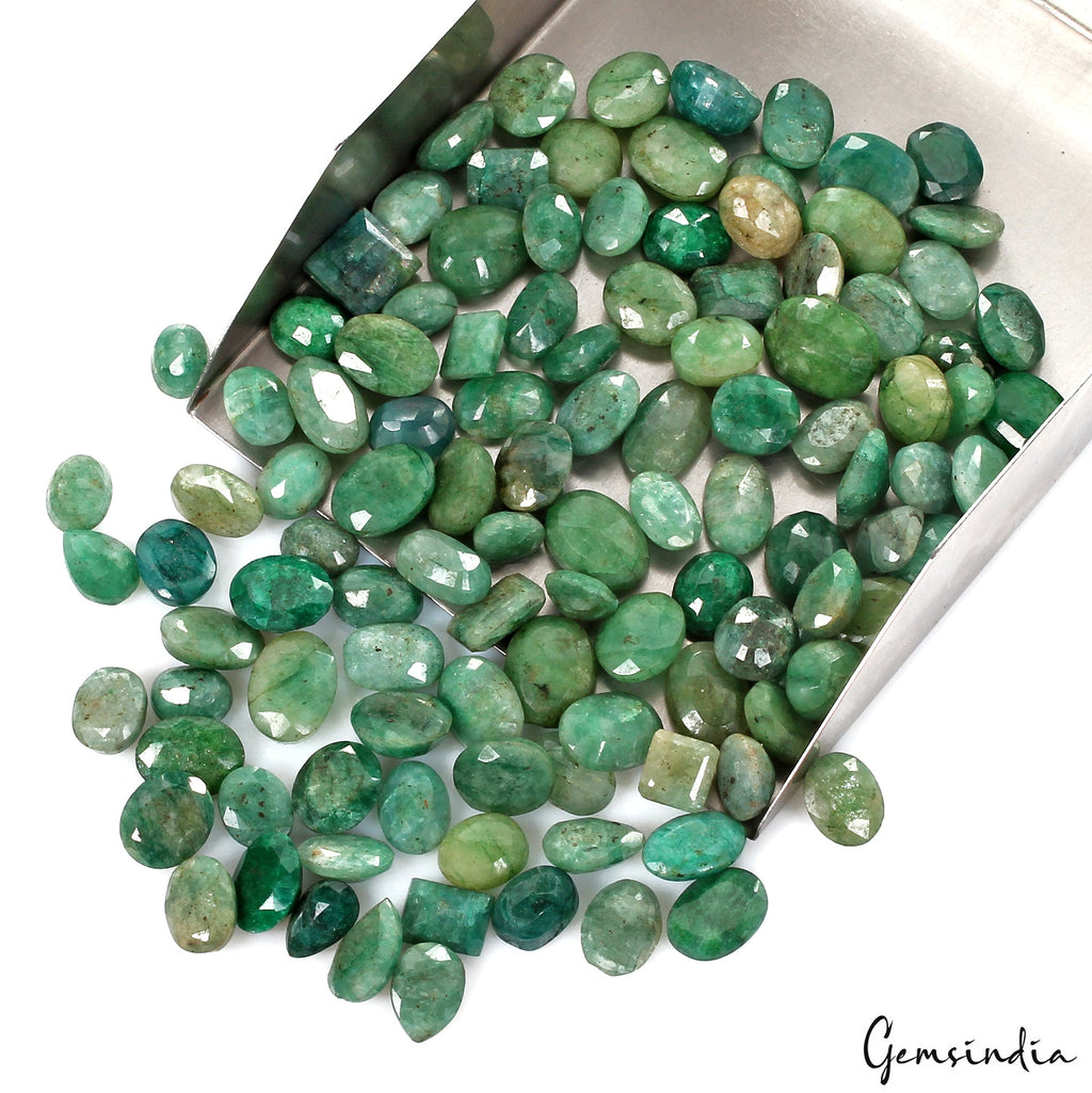 450 Ct/111 Pcss Natural Green Brazilian Emerald Mixed Cut Loose Gems For Jewelry