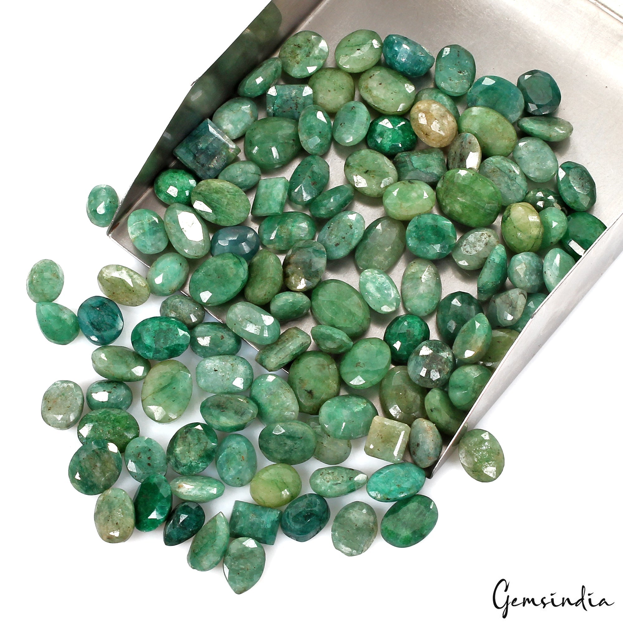 450 Ct/111 Pcss Natural Green Brazilian Emerald Mixed Cut Loose Gems For Jewelry