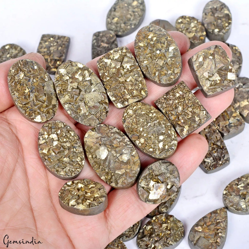 AAA+ Quality 100% Natural Pyrite Druzy Gemstone Wholesale Lot Mix Shape 2250 Cts