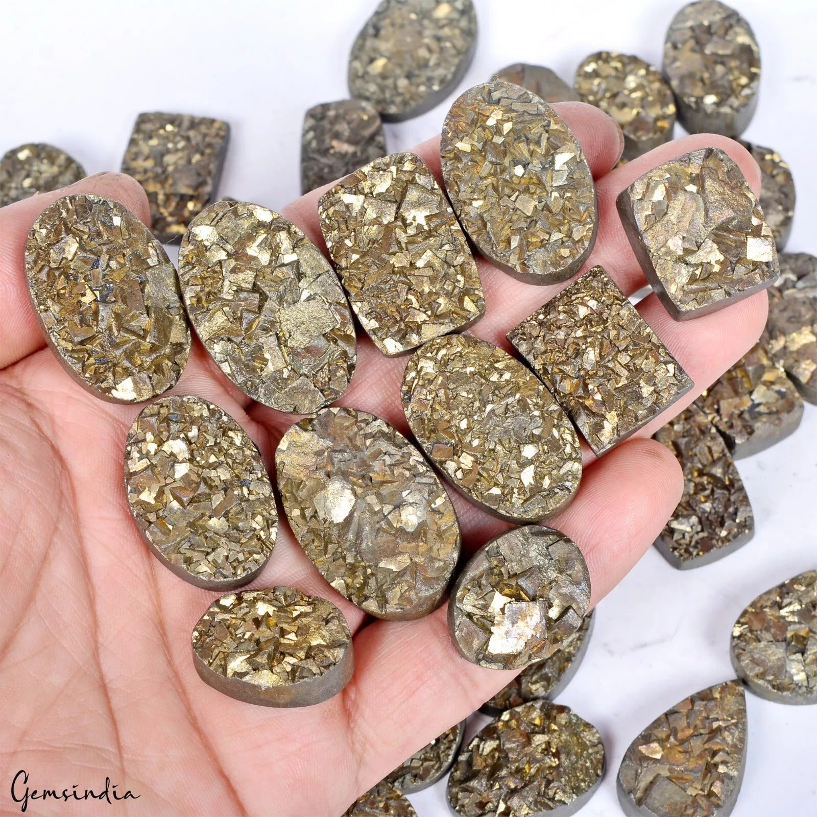 AAA+ Quality 100% Natural Pyrite Druzy Gemstone Wholesale Lot Mix Shape 2250 Cts