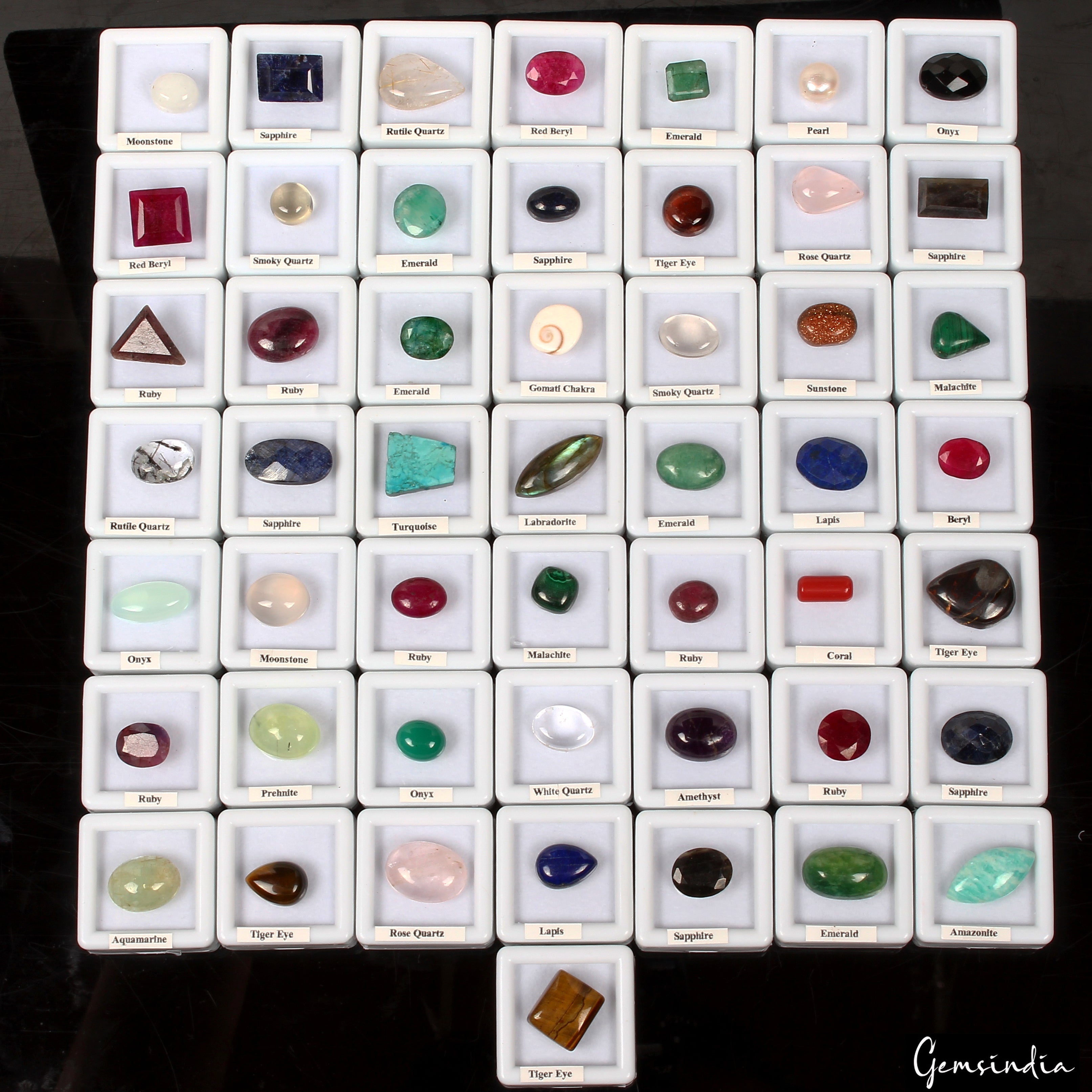 50 Pcs Estate Genuine Multi Gems Loose Multi Color Gemstones Collection w/ Boxes