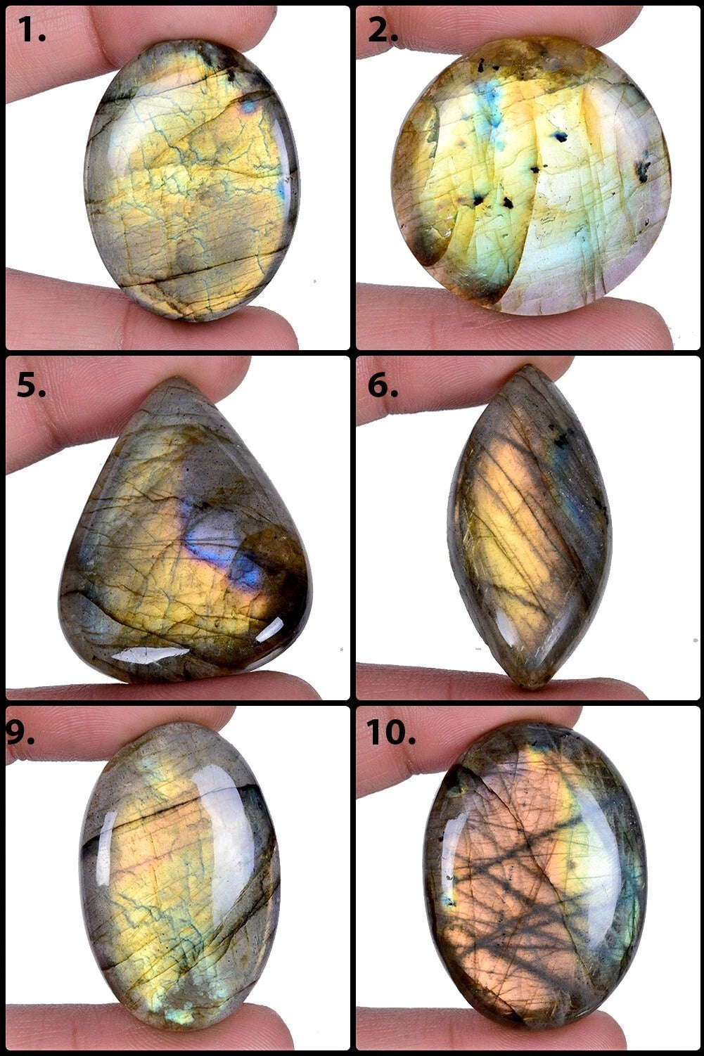 12 Pcs Natural Labradorite Multi Shine Mix Cabochon Loose Gemstones Lot~ 700 Cts