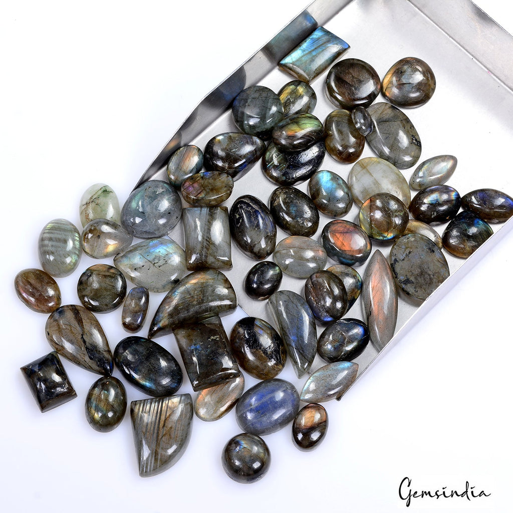 650 Ct Natural Untreated Blue Shine Labradorite Mix Cabochon Loose Gemstone Lot
