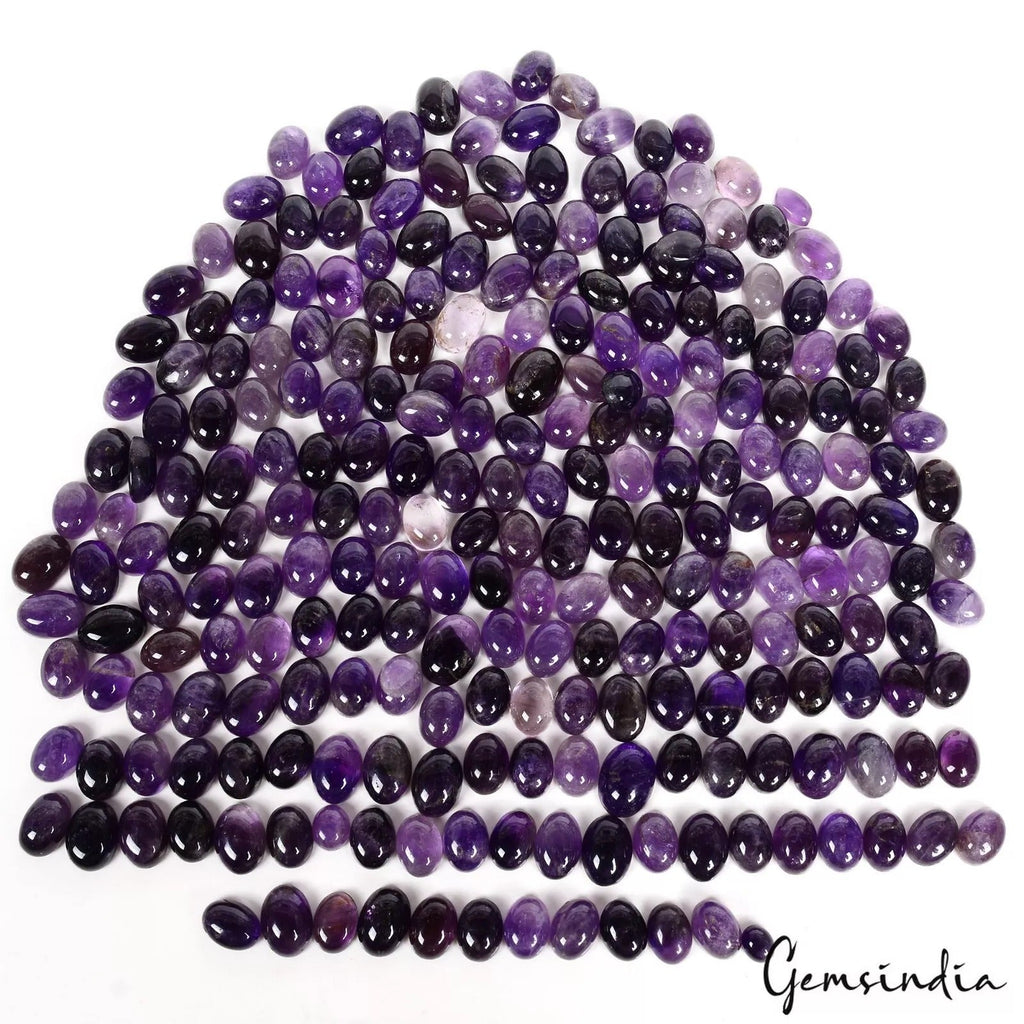 Certified 3000 Ct/250 Pcs Natural Untreated Amethyst Oval Cab Wholesale Gems Lot