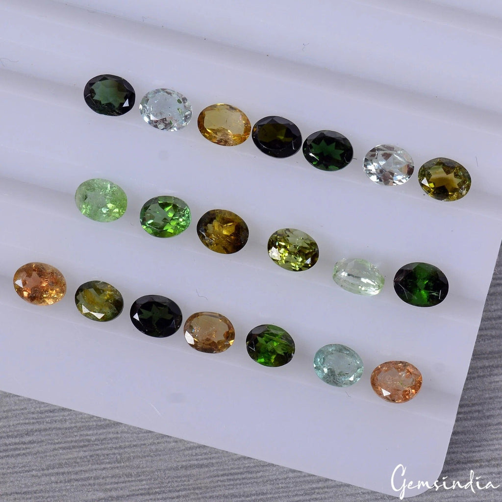 Set 20 Pcs Natural Tourmaline Multi Color Vibrant 5x4mm Oval Gemstones 6.90 Cts