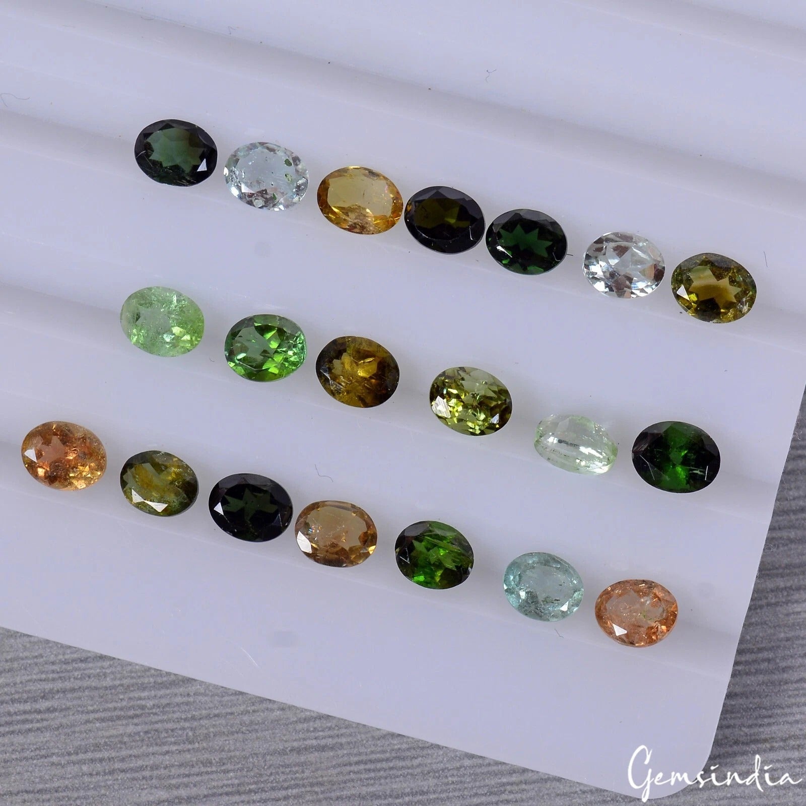 Set 20 Pcs Natural Tourmaline Multi Color Vibrant 5x4mm Oval Gemstones 6.90 Cts