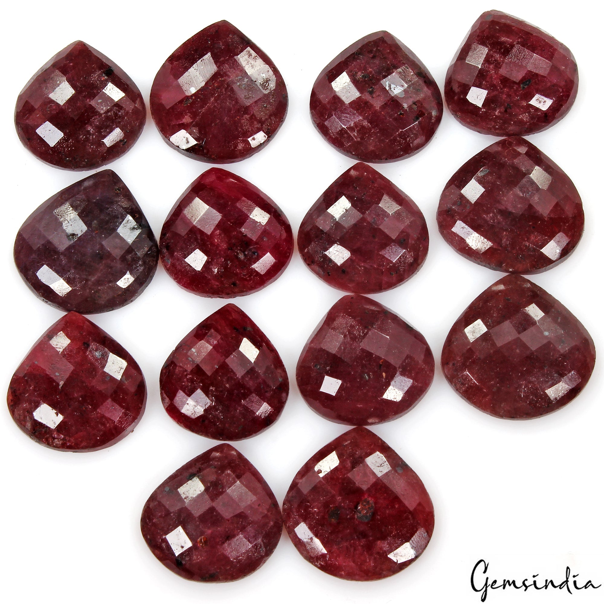 Loose Gemstone Checkerboard Cut 450 Ct Pear Shape 21-24mm Natural Red Ruby Lot
