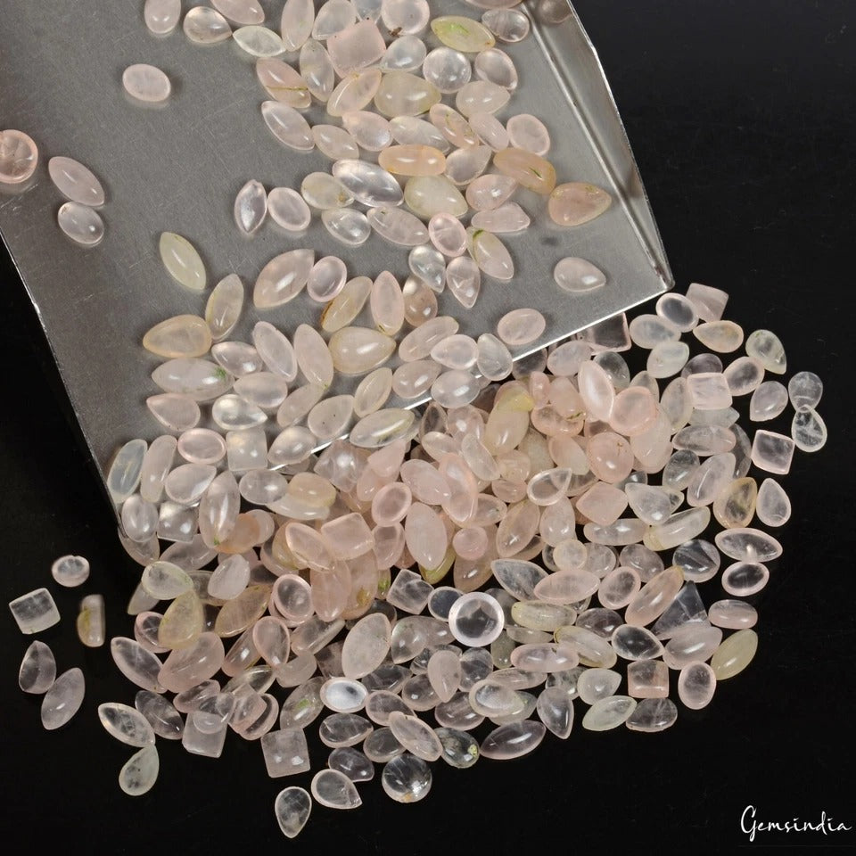 Rose Quartz Lot, Cabochon, Untreated, Pink — 314 Pieces, 5mm to 11mm, 330 Ct, Madagascar
