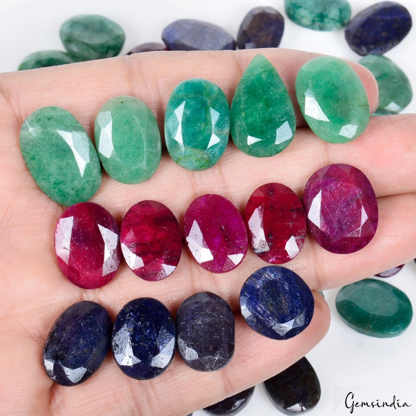 620 Ct/51 Pcs Natural Ruby Emerald Sapphire Mix Cut Loose Faceted Gemstones Lot
