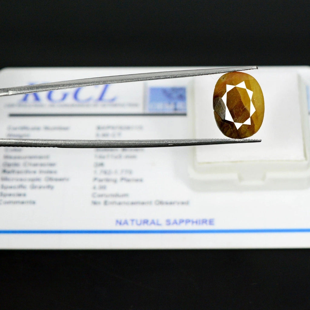 9.80 Ct Natural Untreated Golden Brown Sapphire Oval Cut Certified Loose Gems