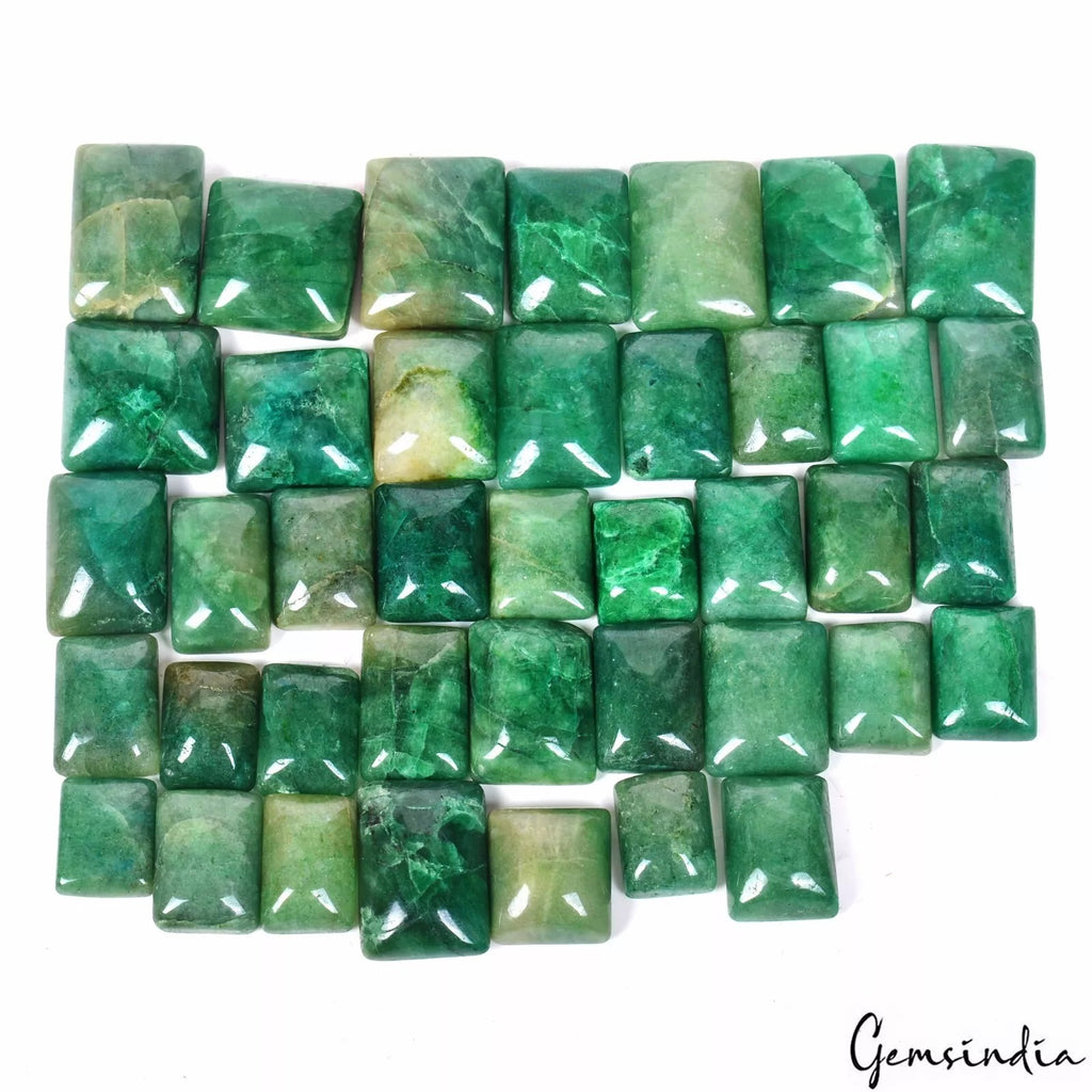 Emerald Lot, Cabochon, Rectangular Cabochon, Color Enhanced — 40 Pieces, 12mm to 19mm, 400 Ct, Brazil