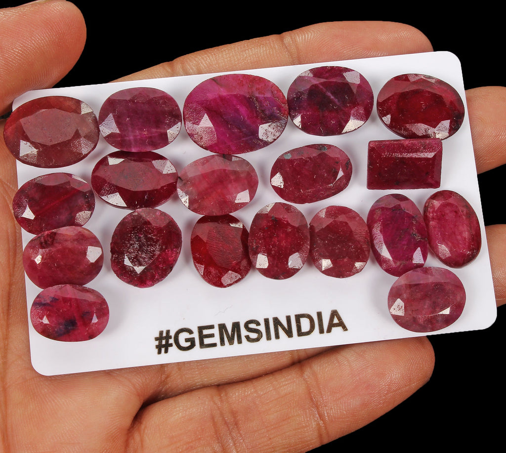 Certified 200 Cts/19 Pcs Natural African Red Ruby Mix Cut Loose Gems For Jewelry