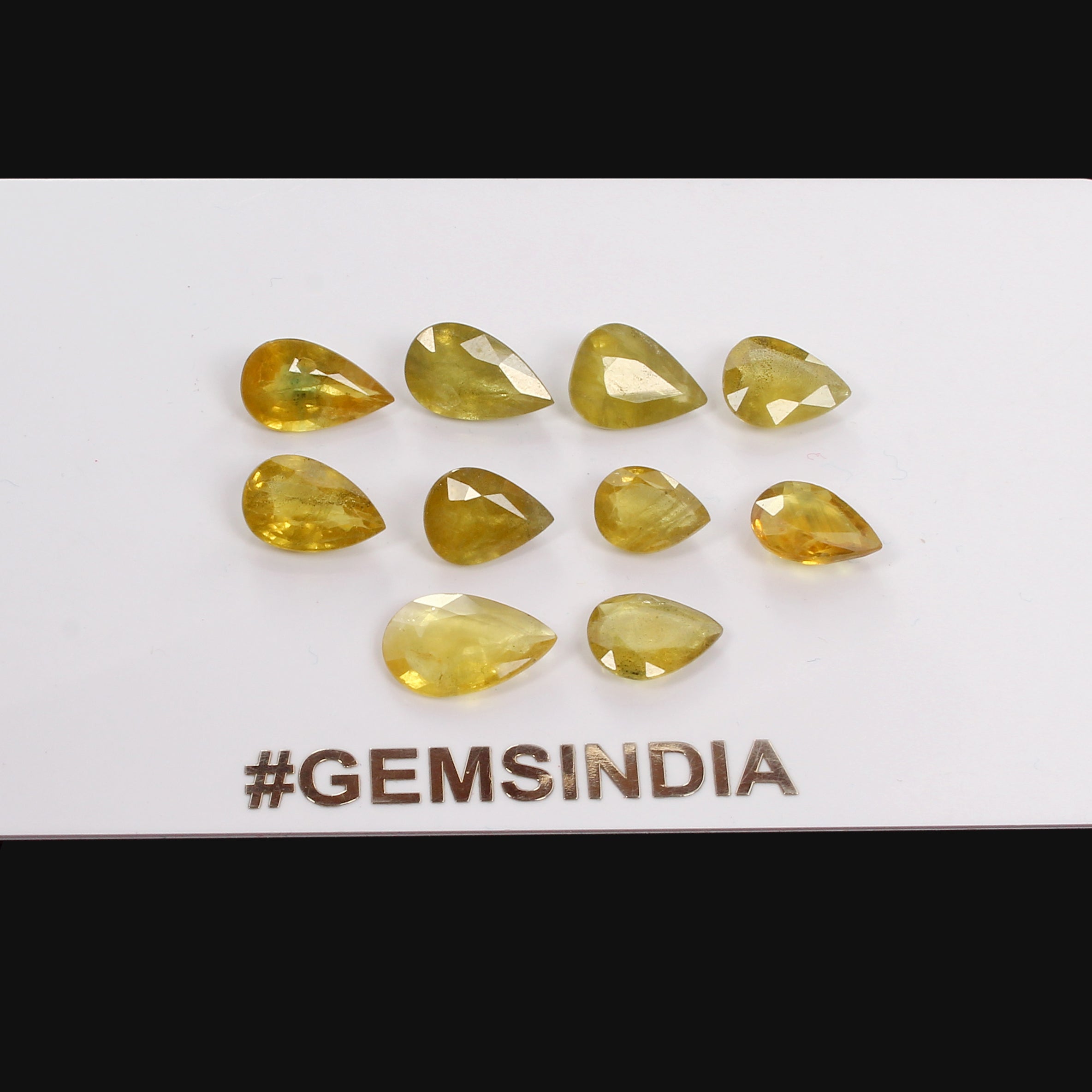 Certified 18.90 Ct/10 Pcs Natural Untreated Yellow Sapphire Pear Gem For Jewelry