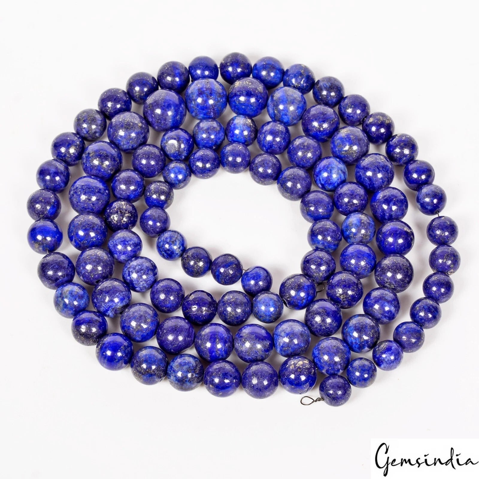 1220 Ct Natural Rondelle Glossy Blue Lapis Lazuli Beaded 10-15mm Gems Strand~41"