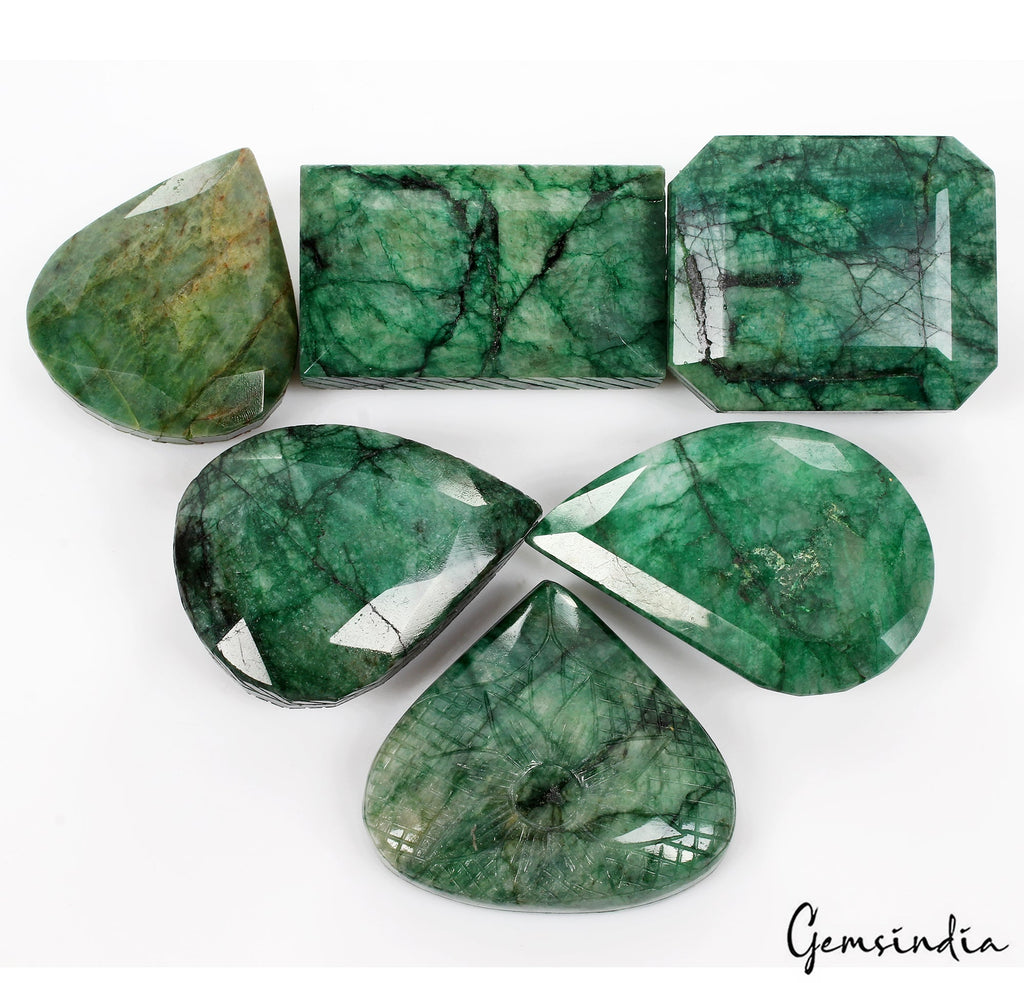 4960 Ct Natural Green Brazilian Emerald Mix Cut Carving With Faceted Back Gems
