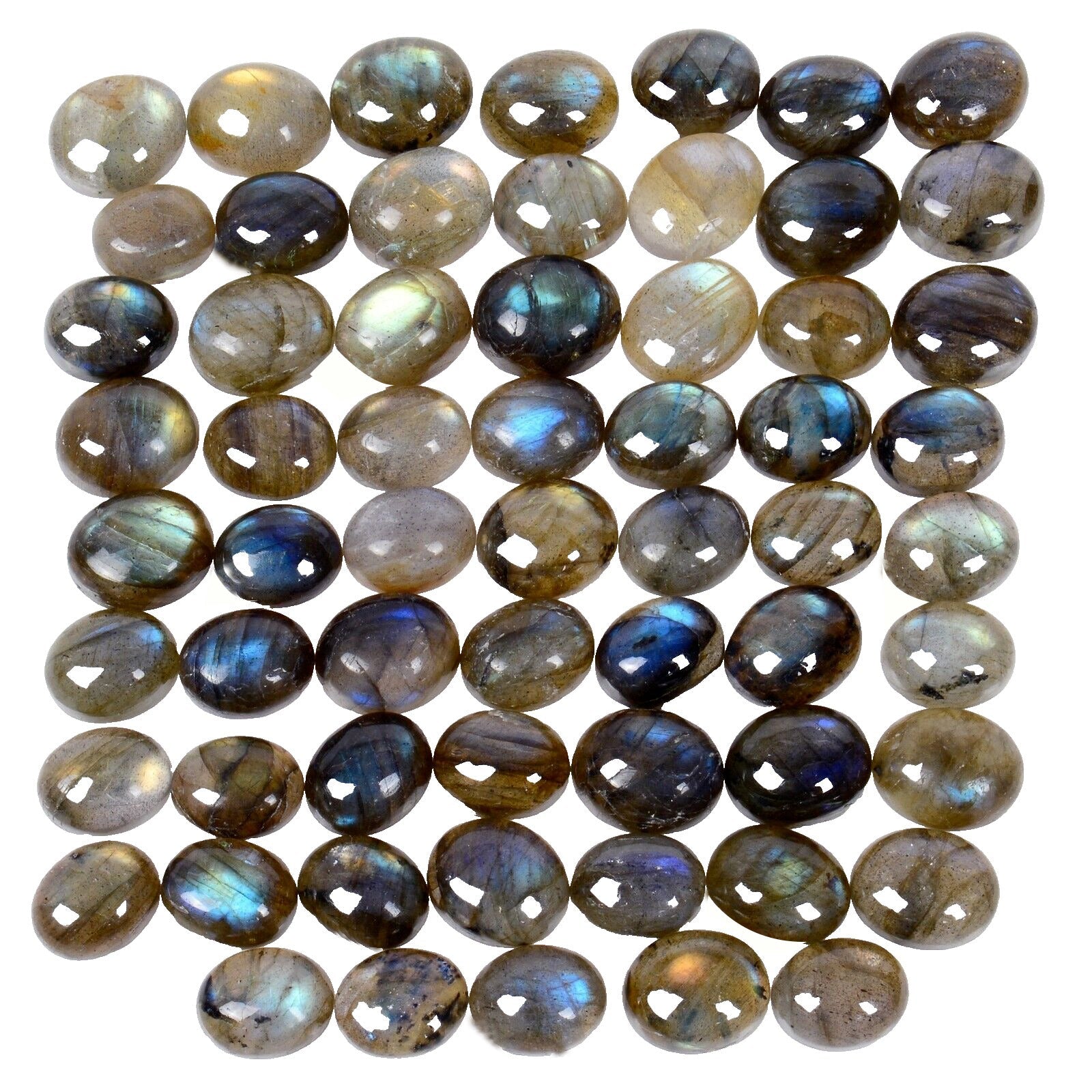 220 Ct Natural Untreated Blue Shine Labradorite Oval Cabochon Gemstone lot 61Pcs