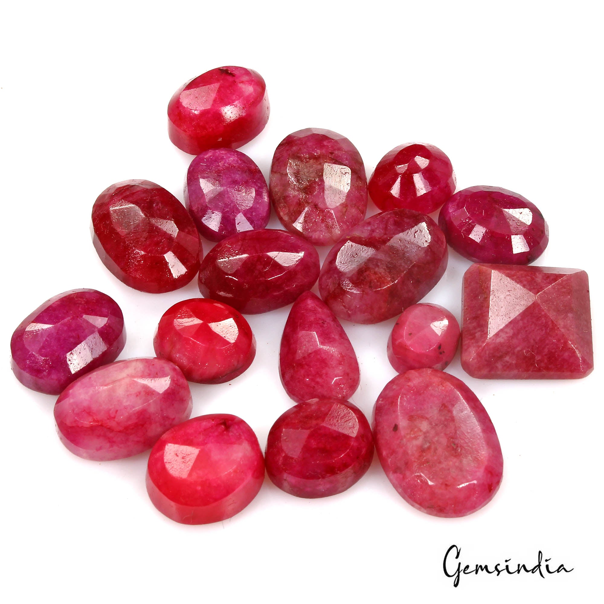 182.20 Cts/17 Pcs Natural Red Beryl (Bixbite) Mix Cut Loose Gems Lot For Jewelry