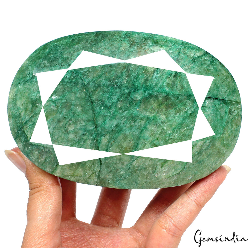 Museum Size 3860 Cts Natural Brazilian Green Emerald Oval Faceted Loose Huge Gem