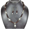 237+Cts Natural Untreated Wine Red Garnet Round Cab Beaded Handmade Jewelry Set