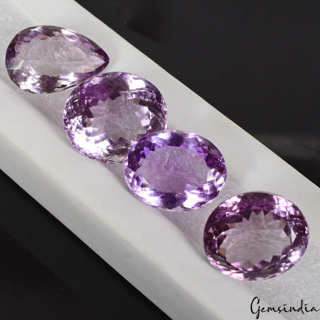 Amethyst Lot, Loose Gemstone, Untreated, Purple — 4 Pieces, 18mm to 20mm, 82.60 Ct