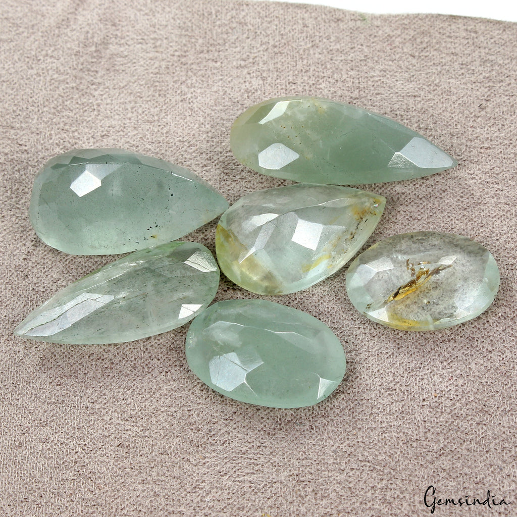 Certified 93.00Ct/6 Pc Natural Green Aquamarine Mix Cut Loose Unheated Gemstones