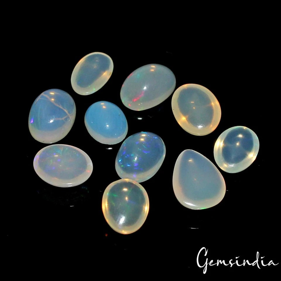 Opal Lot, Cabochon, Untreated — 10 Pieces, 08mm to 11mm, 15.00 Ct, Ethiopia