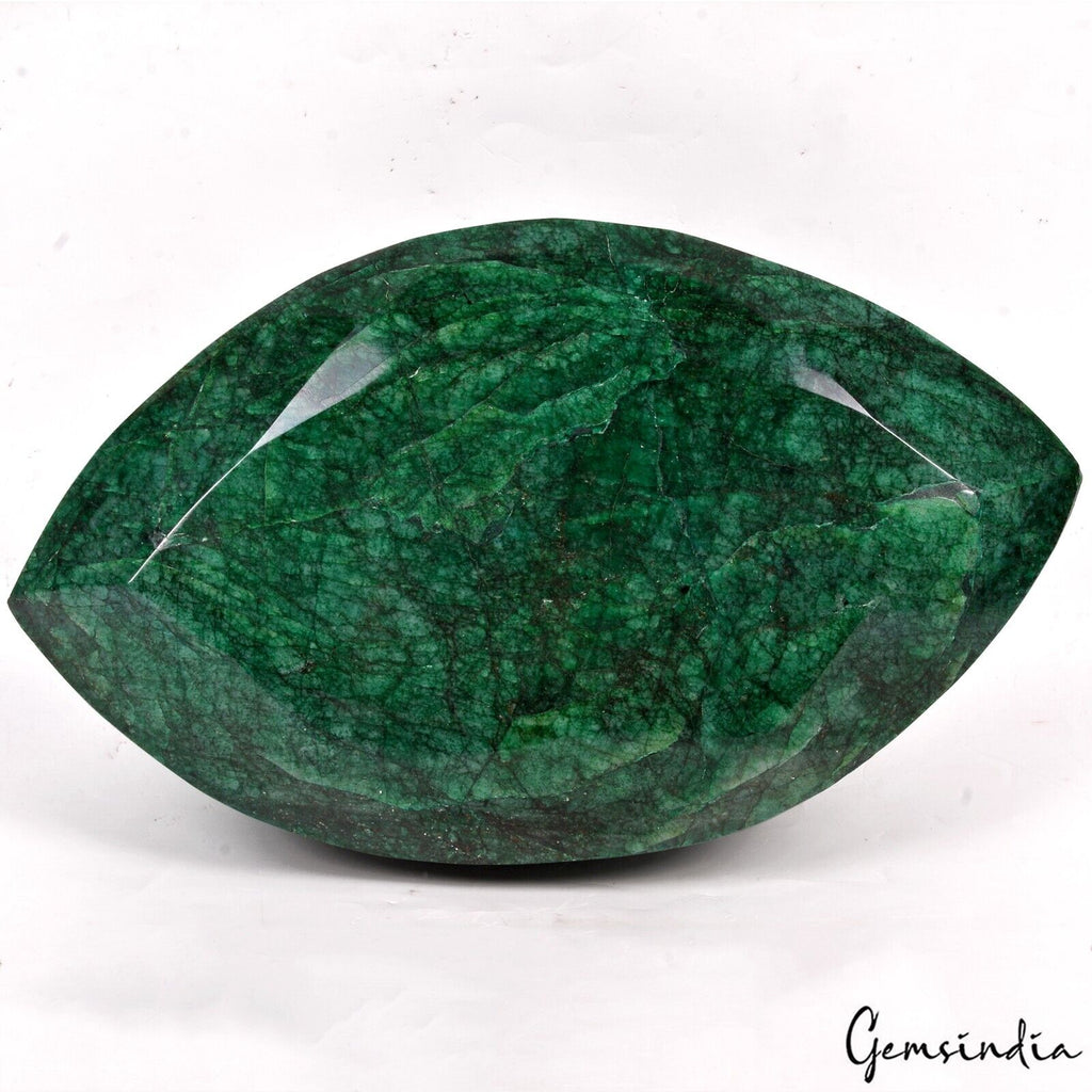 4.22 Kilo Green Emerald Marquise Cut Huge Earth mined Brazil Gemstone with Stand
