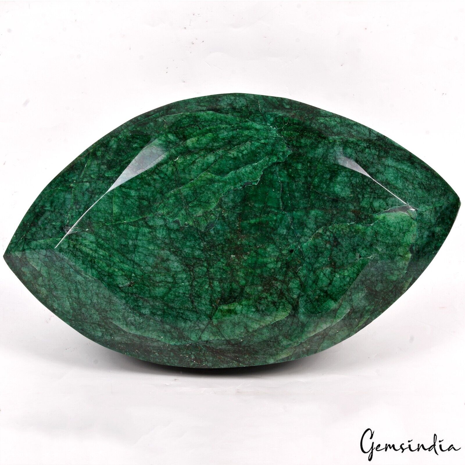 4.22 Kilo Green Emerald Marquise Cut Huge Earth mined Brazil Gemstone with Stand