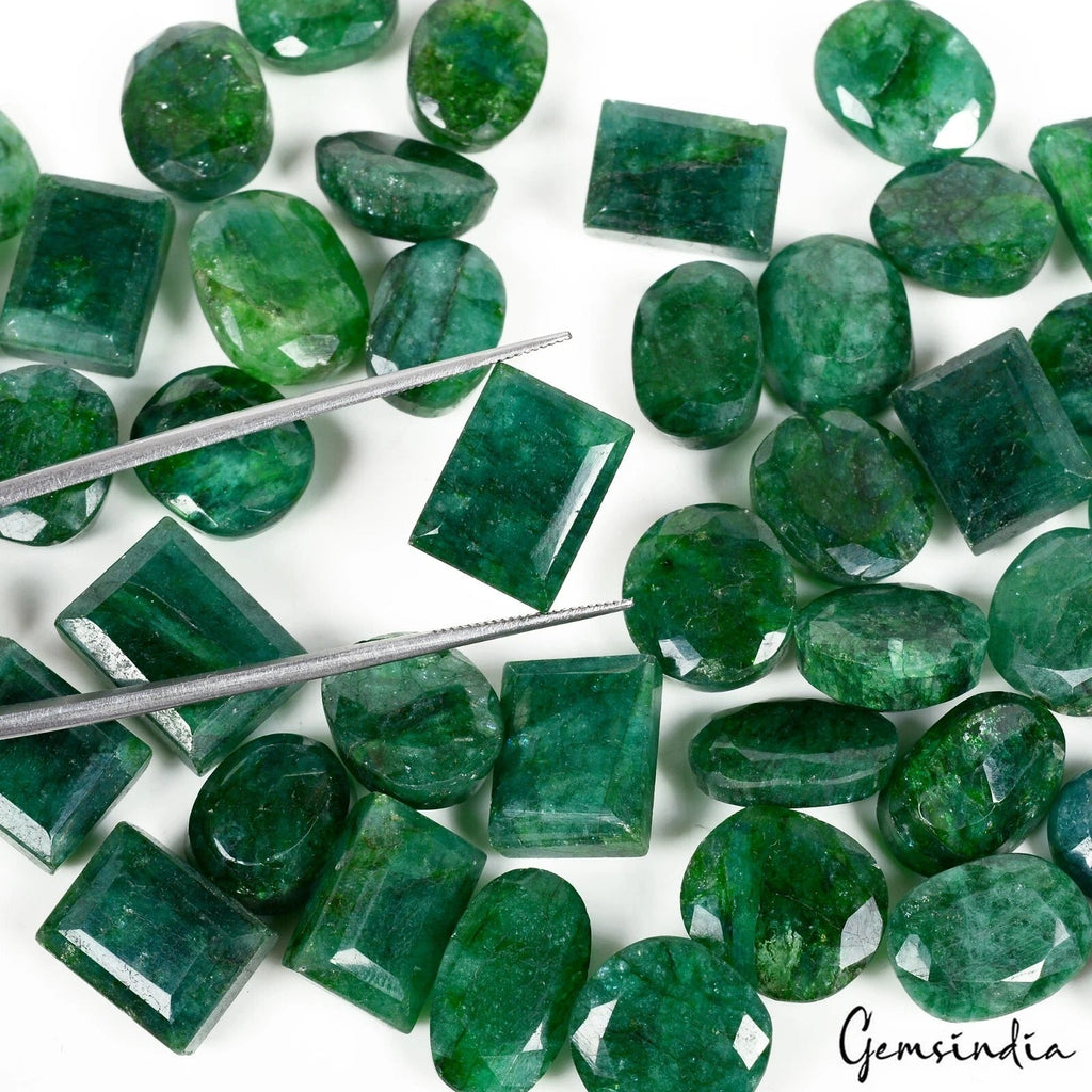 500 Cts Natural Finest Green Emerald Mix Cut Loose 13-15mm Gemstones Lot, Brazil