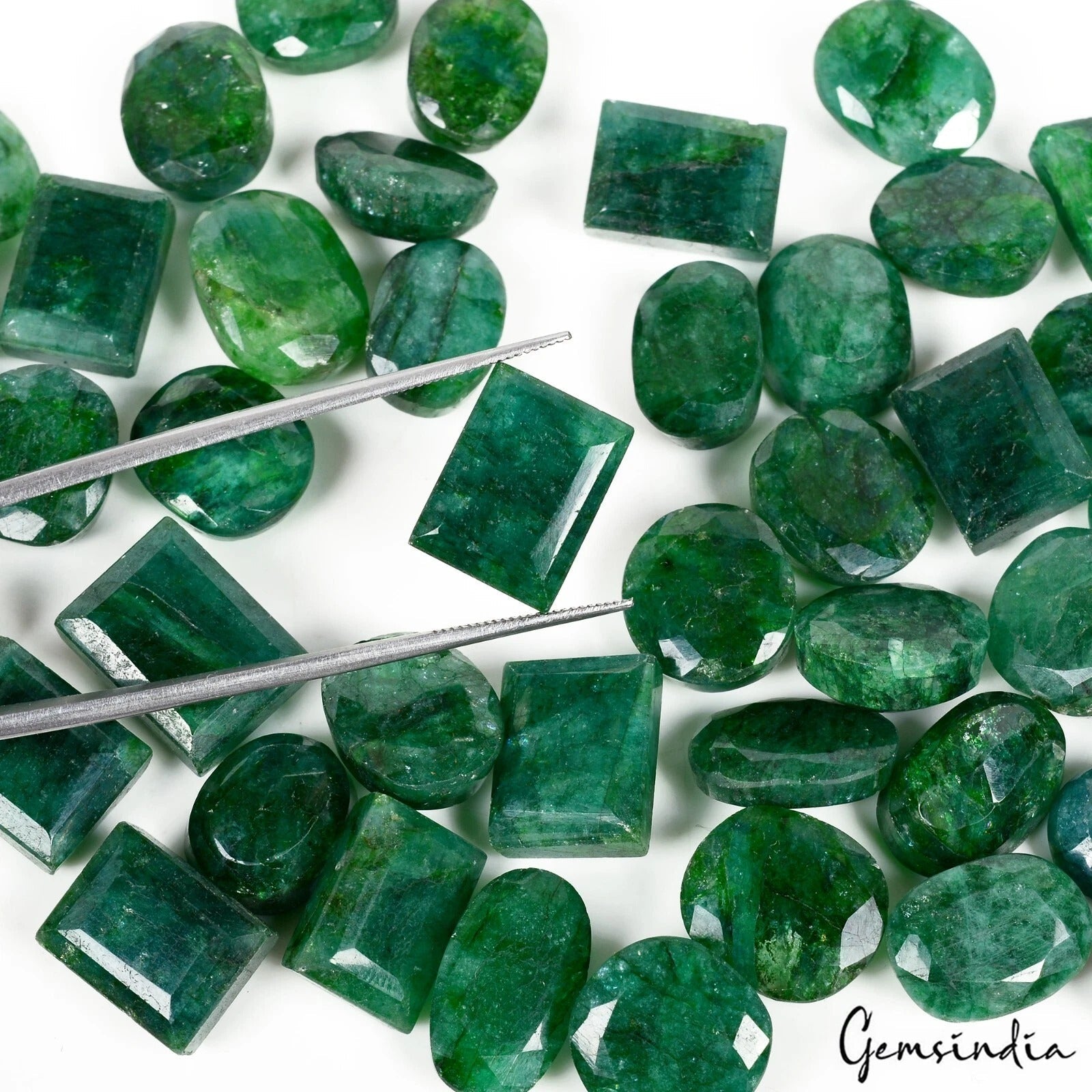 500 Cts Natural Finest Green Emerald Mix Cut Loose 13-15mm Gemstones Lot, Brazil