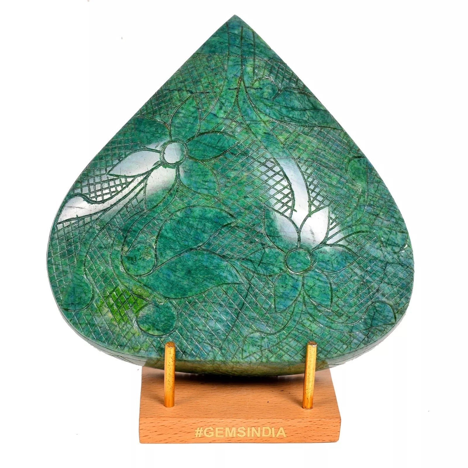 Certified 7890 Ct Natural Brazilian Emerald Amazing Carving Earth Mined Gemstone