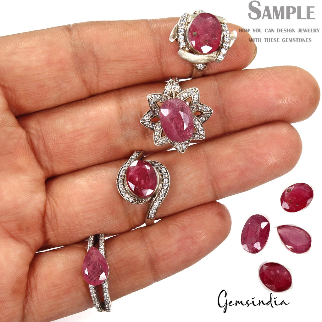 16.60 Cts/4 Pcs Natural Red Ruby Oval Faceted Loose Rare Gems Lot For Jewelry