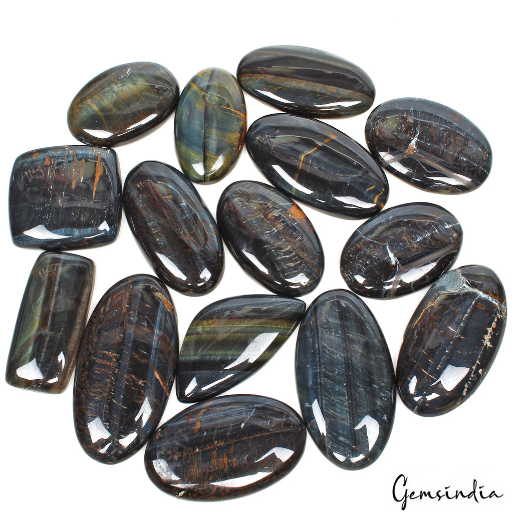 720 Ct/15 Pcs Natural Untreated Silky Tiger Eye Mix Cab Loose Wholesale Gems Lot