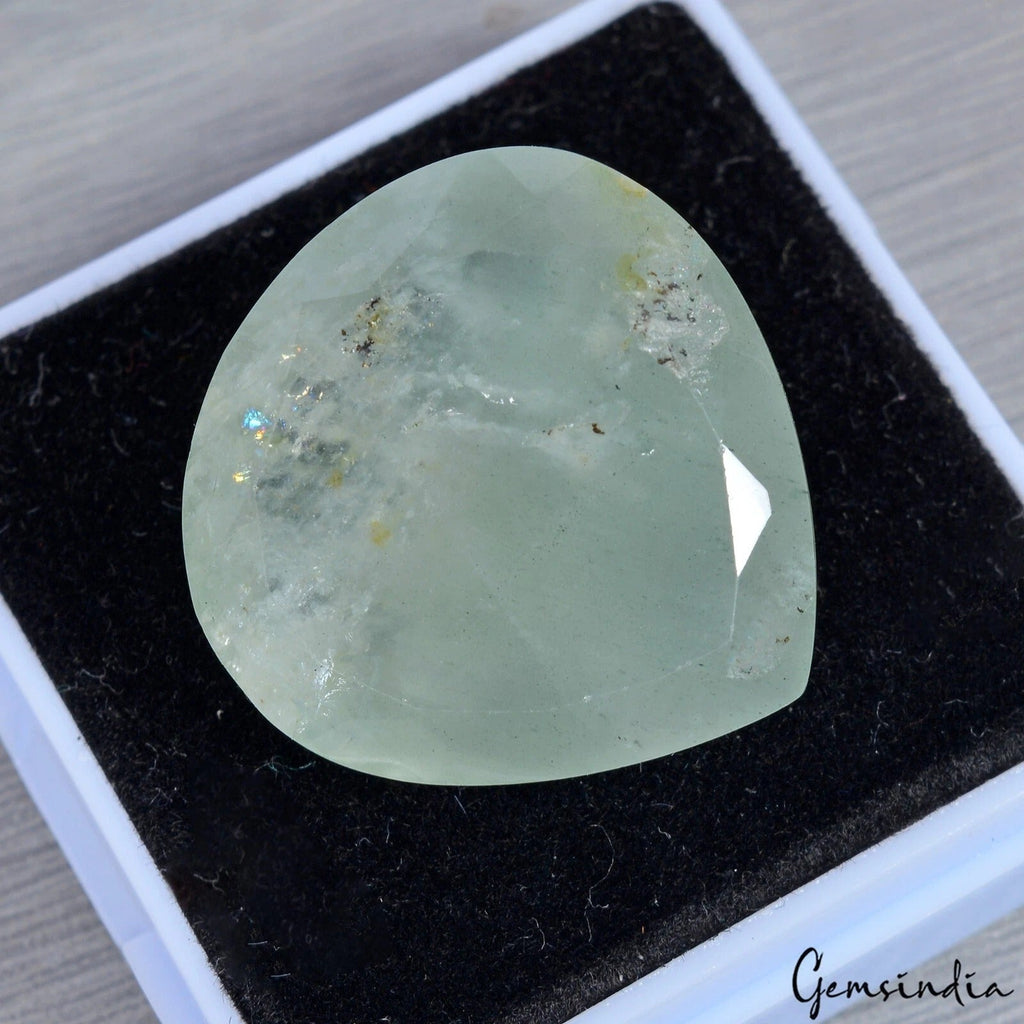 Certified 43.10 Ct Natural Brazilian Green Untreated Aquamarine Pear Faceted Gem