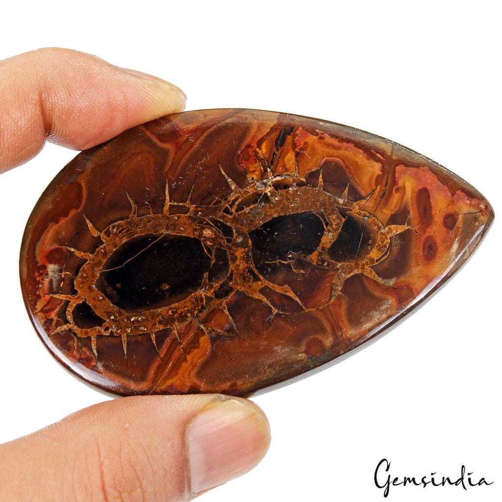Untreated 173.80 Cts Natural Artistic Spider Web Pattern Septarian Pear Cab Gem