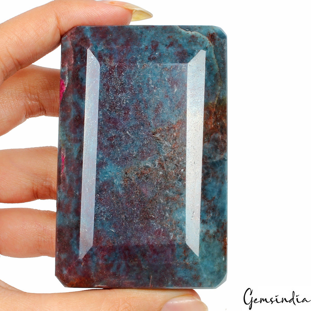 1820 Ct Natural Untreated Bi-Color Ruby Kyanite Emerald Cut Earth Mined Gemstone