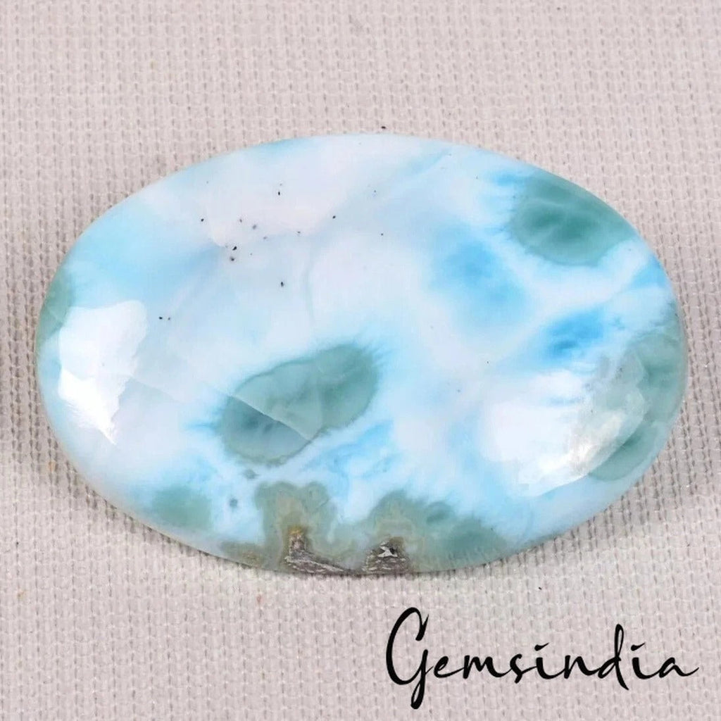 53.70 Cts Natural Untreated Blue Larimar (Pectolite) Oval Cab Gem For Pendant