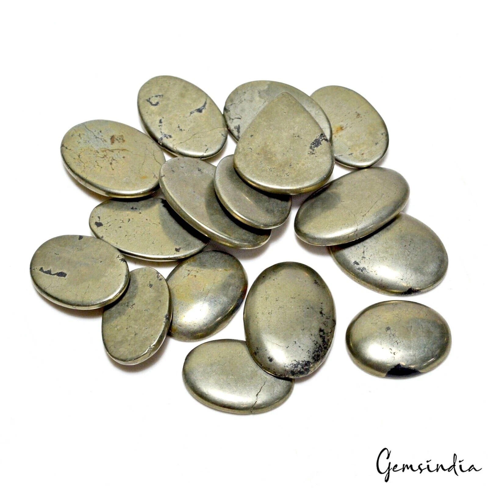 940 Cts/16 Pcs Natural Untreated Peru Apache Gold Pyrite Mix Cab Loose Gems Lot