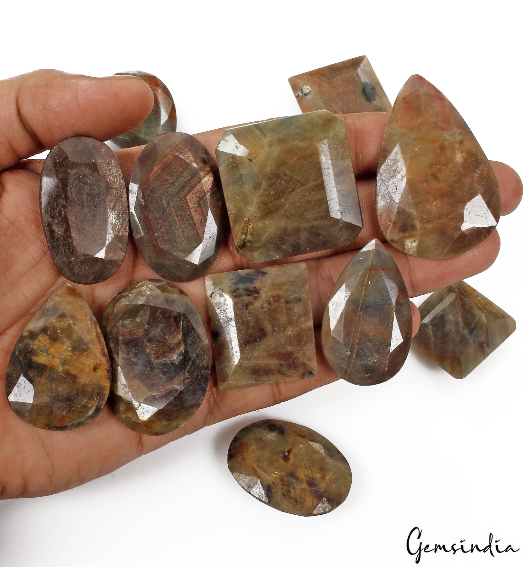 1080 Cts/12 Pcs Natural Untreated Brown Sapphire Mix Faceted Cut Loose Gems Lot