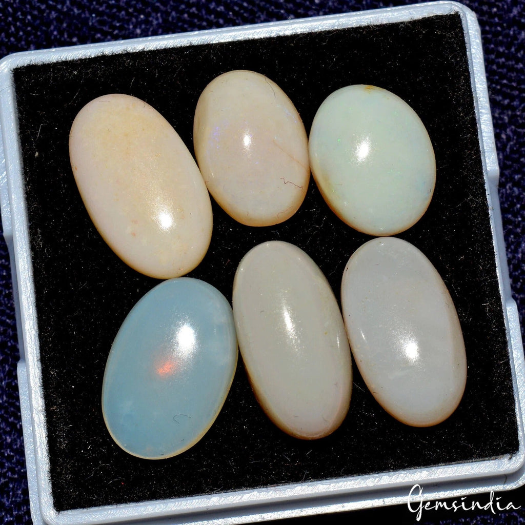 26.50 Ct Natural Solid Polished Beautiful Australian Opal Oval Cabochon Lot 6 Pc